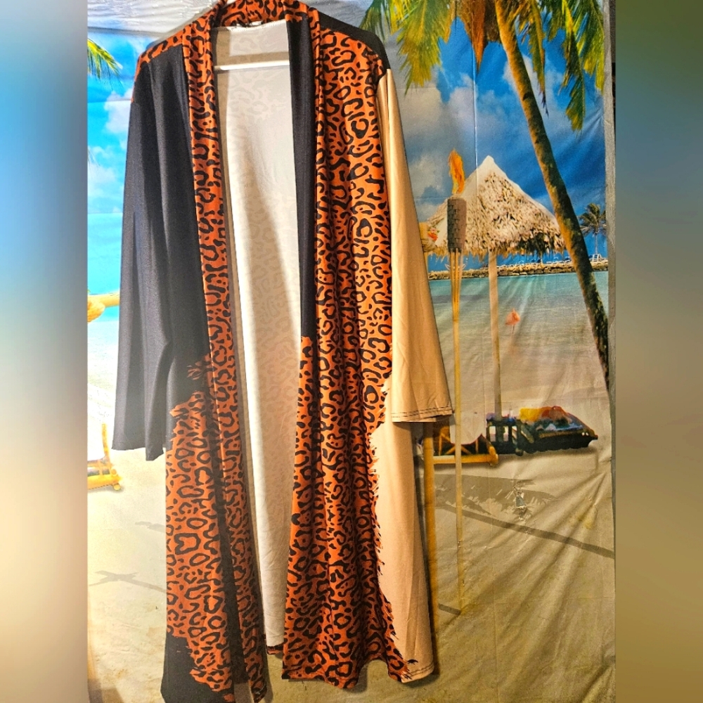 Lilly Pulitzer Black and Orange Leopard Print Coat - Picture 3 of 5
